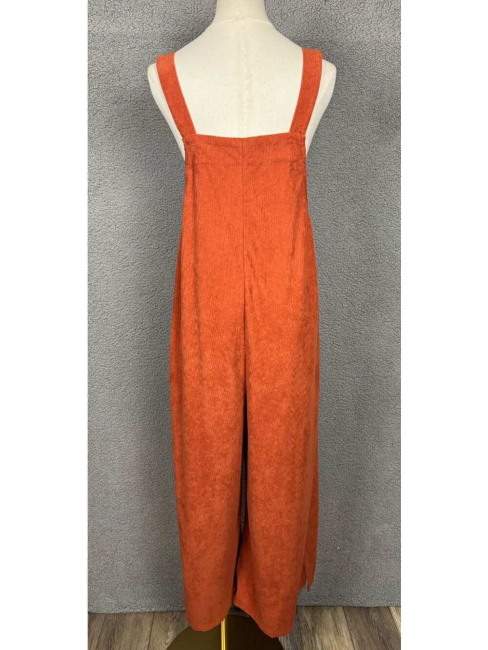 Lepunuo Women's Rust Orange Corduroy Overalls Wide-Leg Jumpsuit Large NWT's - Picture 5 of 8